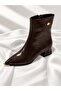 Women's Patent Leather Heeled Boots Black Brown Pointed Toe Thick Heel Stylish Classic Boots - 3