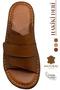 Genuine Leather Men's Slippers - Genuine Leather Men's Slippers with Soft Thick Soles Yc Tan - 7