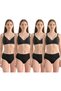 Women's 4-Piece Black 90% Cotton Soft Textured Lycra Baton Panties