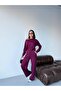 Women's Plum Oysho Fabric Boat Neck Double Set Elt4006 - 4