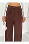 Women's Brown High Waist Crepe Palazzo Trousers Elt10016 - 2