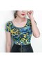 Women's Green Floral Round Neck Short Sleeve T-Shirt - 2
