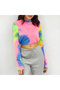 Women's Multicolor Tie-dye print Crop T-Shirt - 7