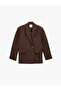 Long Sleeve Pocketed Viscose Blend Buttoned Oversize Double Breasted Collar Blazer Jacket