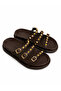 Vitta Brown Staple Detailed Slippers - 2