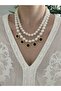 Stone Charm Pearl 2-Piece Necklace - 2
