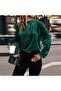 Women's Green Long Sleeve Blouse - 5