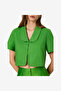 Women's Botanica Green Theo Linen Oversized Collar Top - 6