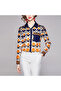 Women's Orange Geometric pattern Long Sleeve Blouse - 4