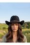 Women's Black Western Cowboy Hat with Knitted Leather Band Cowboy Hat - 5