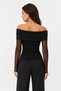 Women's Black Madonna Collar Tulle Sleeve Camisole Blouse - 3