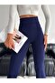 Women's Navy Blue High Waist Front Stitched Flare Pants Elt3329 - 2