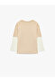 Cotton Contrast Raglan Sleeves Crew Neck Long Sleeve Printed T-Shirt - 6