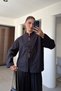 New Season Hakim Collar 100% Cotton Shirt - Black