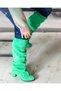 Pusi Green Suede Gusseted Above the Knee Boots