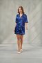 Navy Blue Quiet Luxury Satin Short Pajama Set Peony & Ribbed Gift, Nighttime Elegance, Sophisticated Satin Shorts Set - 3