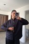 New Season Hakim Collar 100% Cotton Shirt - Black - 3