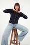 Classic Collared Hair Knit Textured Metal Buttoned Knitwear Cardigan Women's Cardigan 4617048 - 6