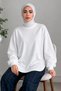 Women's Oversized Crew Neck Long Sleeve 100% Cotton Single Jersey T-Shirt with Side Slits - 3