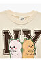 Long Sleeve Three Thread Crew Neck Teddy Bear Printed Sweatshirt - 3