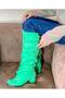 Pusi Green Suede Gusseted Above the Knee Boots - 2