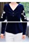 Women's Maroon Embroidered Long Sleeve Blouse - 4