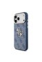 iPhone 18 Pro Max Case Licensed Gold Metal Camera Frame Metal Big 4g and Text Logo Blue - 2