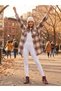 Hooded Gray Detailed Burgundy-Beige Plaid Tunic
