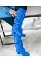 Pusi Cobalt blue Suede Bellows-Heeled over the Knee Boots - 2