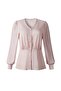 Women's Pink V-Neck Blouse - 7