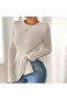 Women's Khaki Striped Long Sleeve T-Shirt