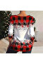 Women's Red White Plaid Long Sleeve T-Shirt - 6
