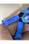 Pusi Cobalt blue Suede Bellows-Heeled over the Knee Boots - 3