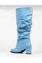 Pusi Bebek Blue Leather Patent Leather Gusseted Cowboy Boots - 3