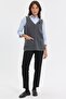 Women's V-Neck Knitted Rose Embroidered Wool Short Vest Smoked - 5