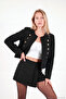 Crew Neck Button Detailed Epaulet Napoleon Jacket Women's Jacket 611Ce92 - 3
