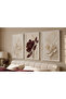 Embossed Look 3 Piece Tablecloth Burgundy Cream Color with Floral Detail - 2