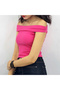 Women's Rose Pink Crop Off-Shoulder Blouse - 3