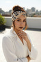 Beige Patterned Cross-Tied Lycra Headband - 3