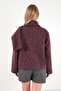 Detachable Shawl Detailed Buttoned Textured Short Coat Women's Coat 6810429 - 8
