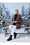 Hooded Buttoned Brown Plaid Tunic Shirt - 2