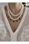 Stone Charm Pearl 2-Piece Necklace - 2