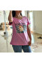 Women's Pink Graphic V-Neck T-Shirt - 3