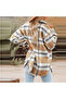 Women's Khaki Plaid Oversized Shirt - 2