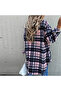 Women's Pink Plaid Oversized Shirt - 4