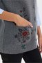Women's Crew Neck Cross Patterned Short Wool Vest Smoked - 3