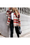 Women's Red Plaid Oversized Long Sleeve Shirt