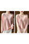 Women's Pink Round Neck Sweater - 4