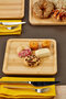 7 Piece Bamboo Cake Set, Bamboo Presentation Plate, Breakfast Plate, Bamboo Square Cake Set, Gift - 3