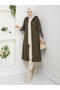 Leopard Print Inside Detail Hooded Trench Coat with Elastic Waist Mde1205010 - 3